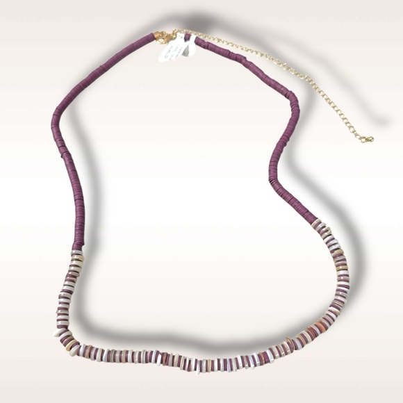 Free People Wanderin Belly Chain in Purple Puka Shell NWT Necklace Beach Summer - Picture 6 of 10